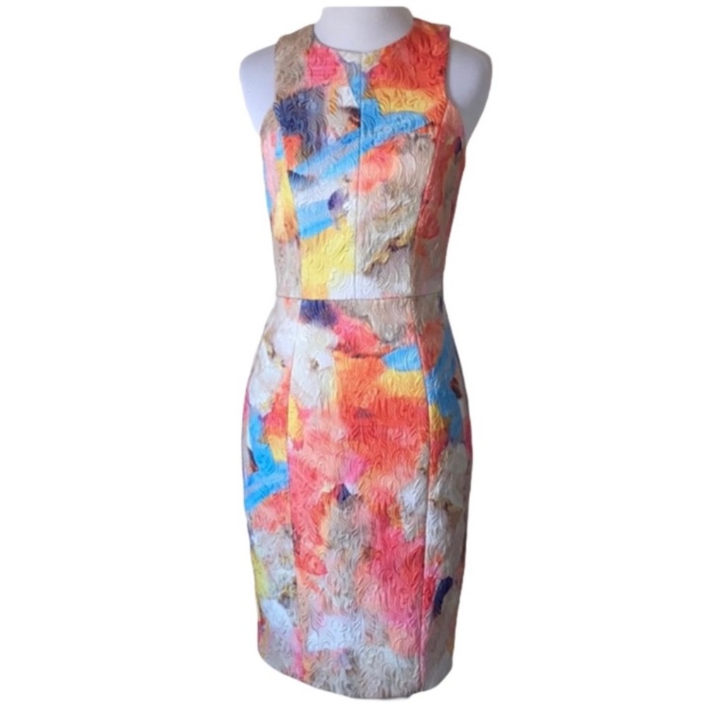 H&M knee length abstract watercolor dress size 4 - Picture 2 of 5